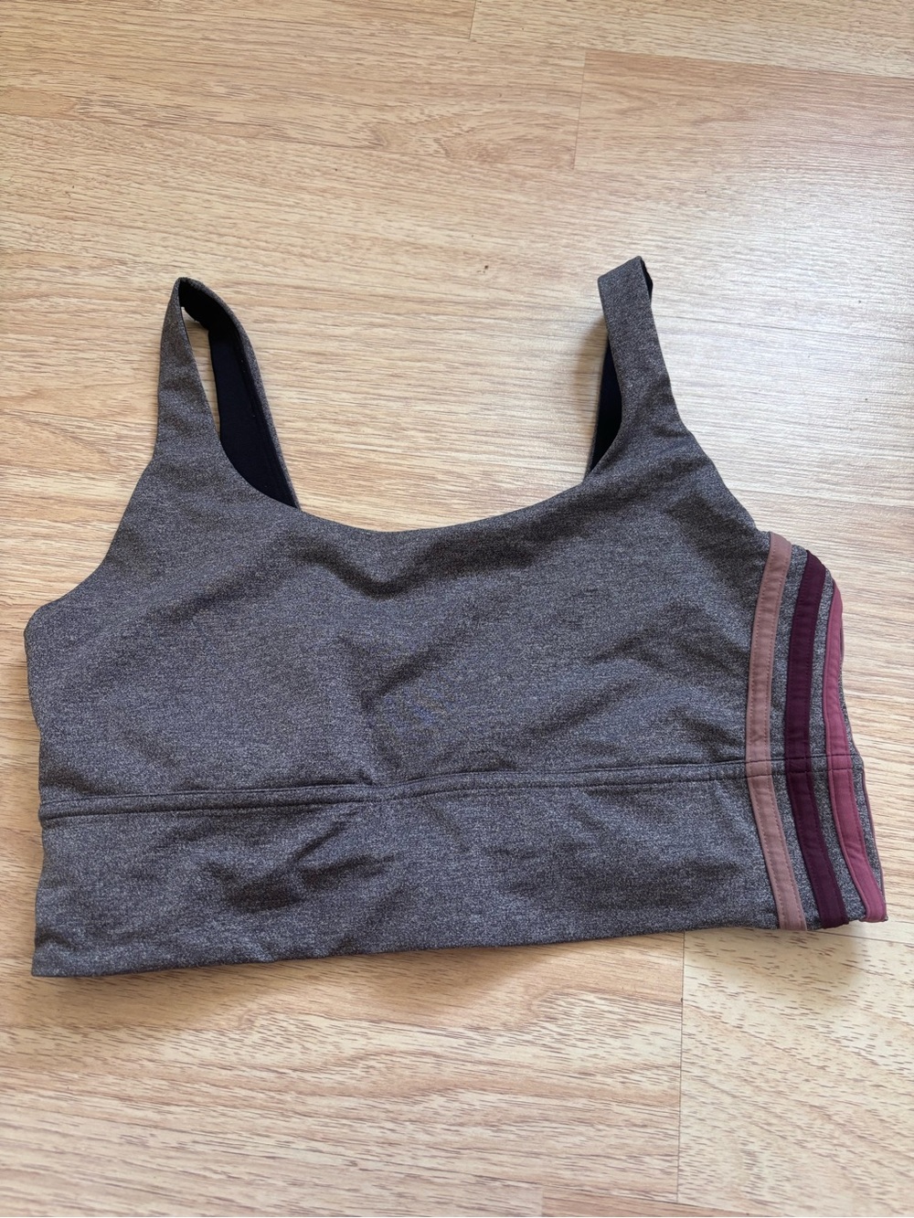 Lululemon Women’s Scoop Neck Crop Bralette in Brown with Accent Stripes size 8